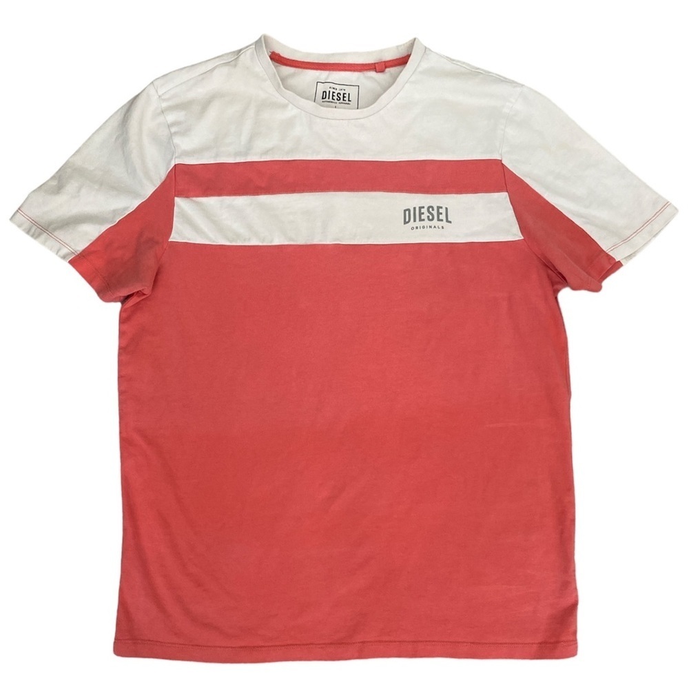 DIESEL ORIGINALS Orange White Logo T Shirt in Large